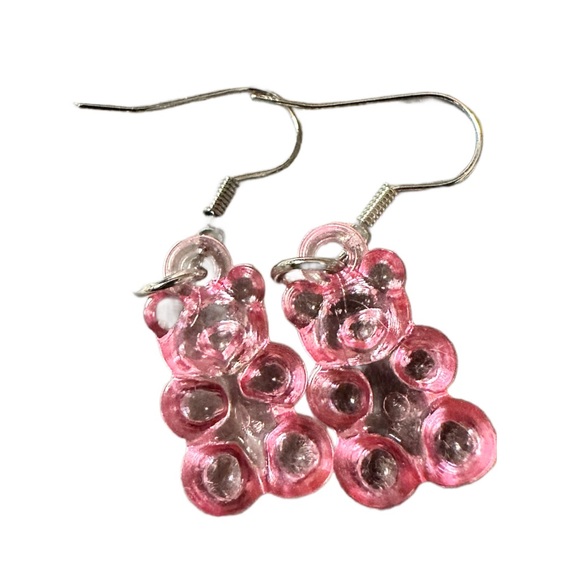 Pink Gummy Bear Drop Earrings - Picture 3 of 3